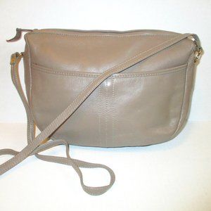 *ALMONDO Taupe Crossbody Bag Pebbled Leather